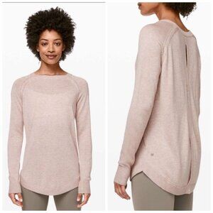 Lululemon Lead with Your Heart Cashmere Cashlu Sweater Heathered Pink Bliss Sz 4